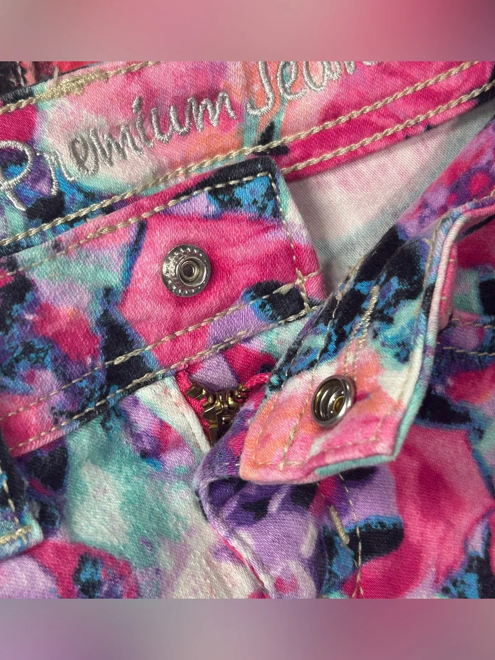 (0003) Girls: 7R Justice Premium Floral Denim Jeans- H4